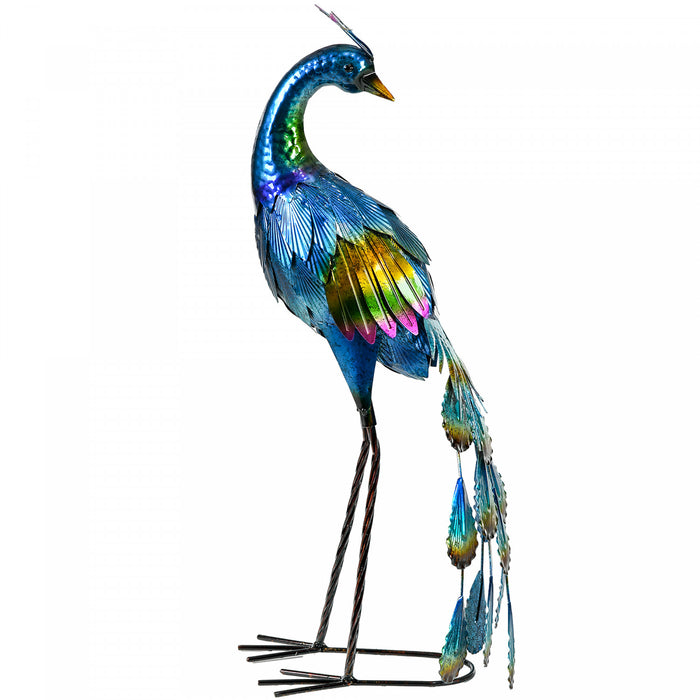 Outsunny Statue de Jardin Paon en Acier, Ornement Multicolore
