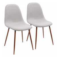 Chaise d’appoint de salle à manger moderne du milieu du 20e siècle Pebble en tissu gris - ensemble de 2