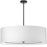 Très grand luminaire suspendu Porscha de Dainolite avec abat-jour blanc, fini noir mat et 4 ampoules