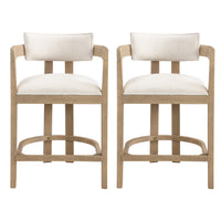 Ensemble De 2 Tabourets Tiffany De 26 Po (Hauteur De Comptoir) Avec Structure En Bois Massif, Tissu aspect lin - Fini Naturel
