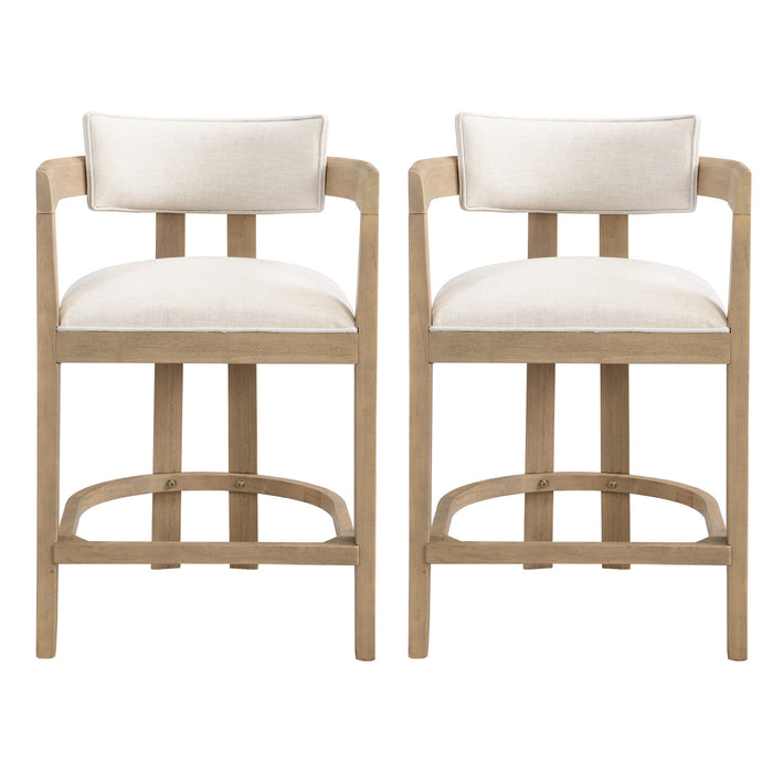 Ensemble De 2 Tabourets Tiffany De 26 Po (Hauteur De Comptoir) Avec Structure En Bois Massif, Tissu aspect lin -  Fini Naturel