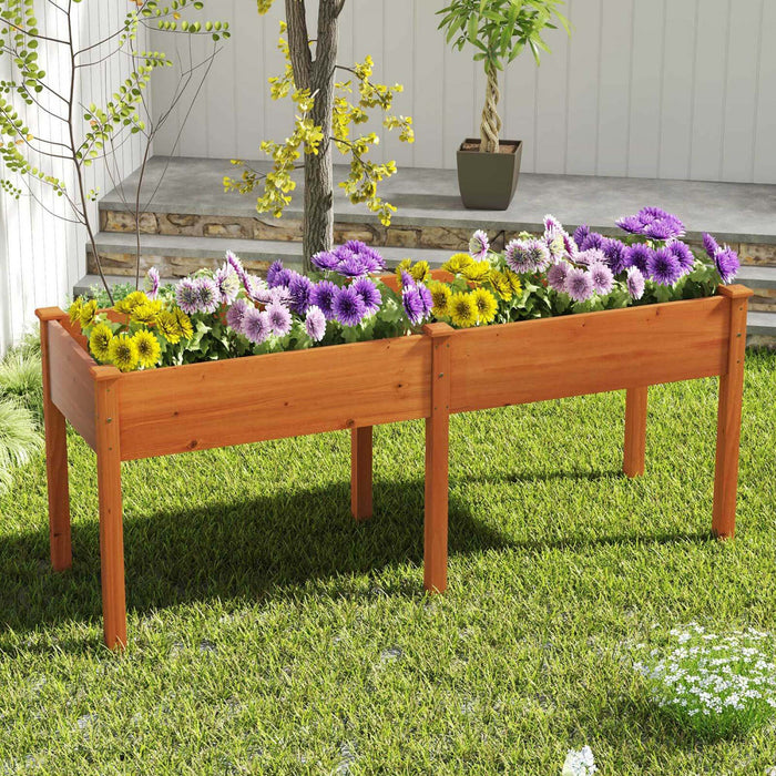 Costway Exterieur Souleve Lit De Jardin Avec Les Jambes 73x23x30in Bois Planter Boite Avec Panneau Diviseur Marron