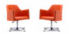 Fauteuil pivotant moderne en cuir vegetalien Pelo, orange - Lot de 2