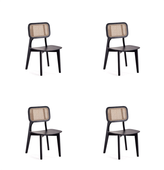 Chaise de salle a manger en bois style industriel Versailles en noir et naturel - Lot de 4