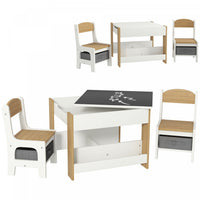 Qaba Ensemble Table Et Chaises 3 Pieces Pour Enfants, Ensemble Table Et Chaises 2 En 1 Avec Plateau