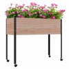 Outsunny Jardin Sureleve En Bois Avec Roues, Jardiniere Surelevee Avec Pieds En Metal, Trous De Drainage Et Revetement De Sol, Pour Legumes, Fleurs, Herbes.