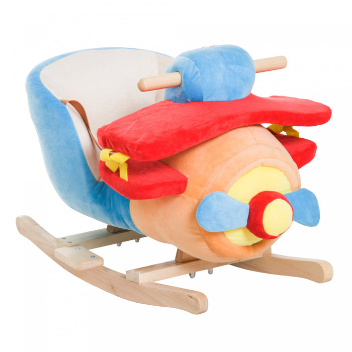 Qaba Siege A Bascule En Bois Pour Enfants Avec Comptine, Avion