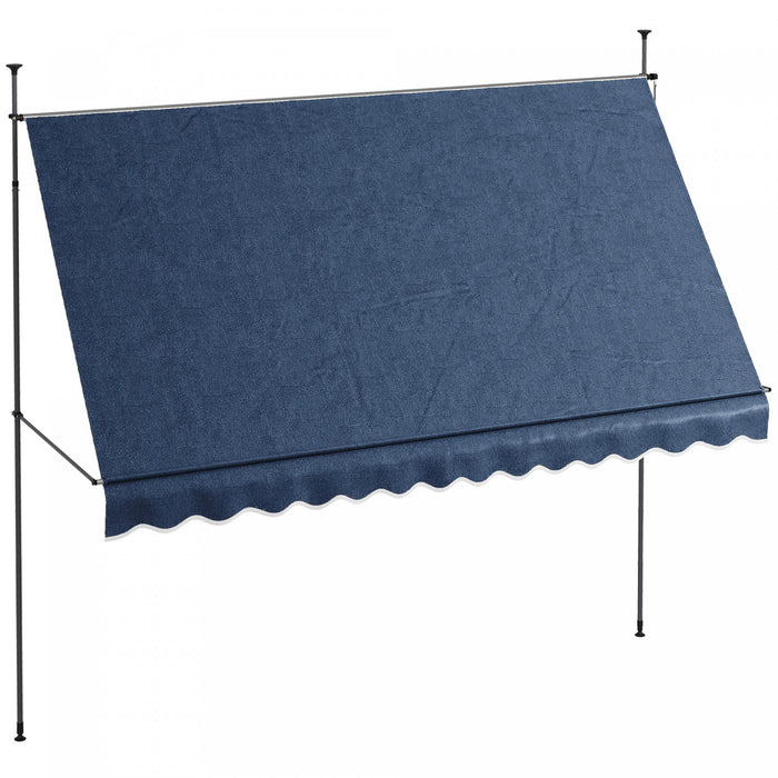 Outsunny Auvent Retractable 11,5' X 4', Autoportant Et Sans Vis, Bleu
