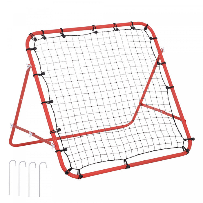 Homcom Rebounder Net Football Training Aid Kickback Target Play Rouge
