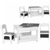 Qaba Ensemble Table Et Chaises 3 Pieces Pour Enfants, Ensemble Table Et Chaises 2 En 1 Avec Plateau Reversible, Tableau Noir, Rangement, Etageres, Pour Salle De Jeux, Creche, Salle De Classe, Gris