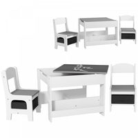 Qaba Ensemble Table Et Chaises 3 Pieces Pour Enfants, Ensemble Table Et Chaises 2 En 1 Avec Plateau