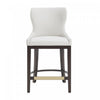 Tabouret de comptoir moderne en bois Blair avec revetement en tissu blanc