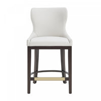 Tabouret de comptoir moderne en bois Blair avec revetement en tissu blanc