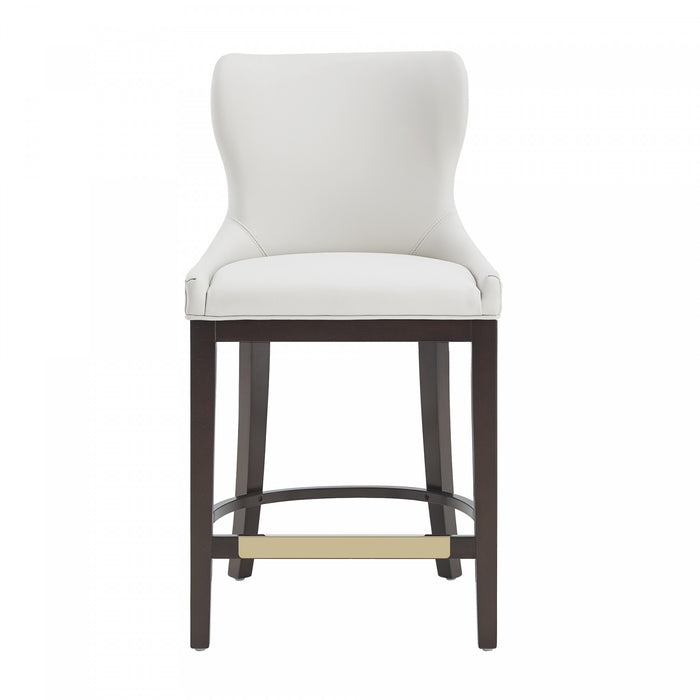Tabouret de comptoir moderne en bois Blair avec revetement en tissu blanc