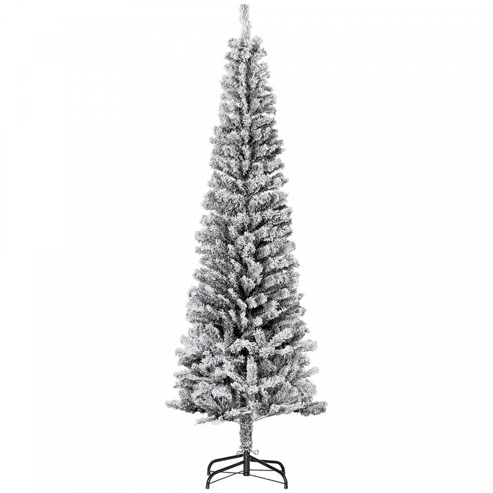 Homcom Arbre De Noel Artificiel Fin Floque De Neige Artificielle 6pi