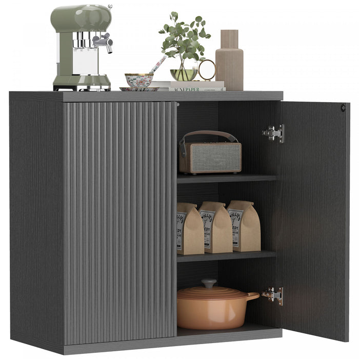 HOMCOM Buffet, meuble de cuisine avec portes a fermeture douce, Noir Gris