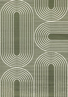 Tapis Florence vert et blanc a motifs geometriques modernes en arches, 4'7\" x 6'7\"