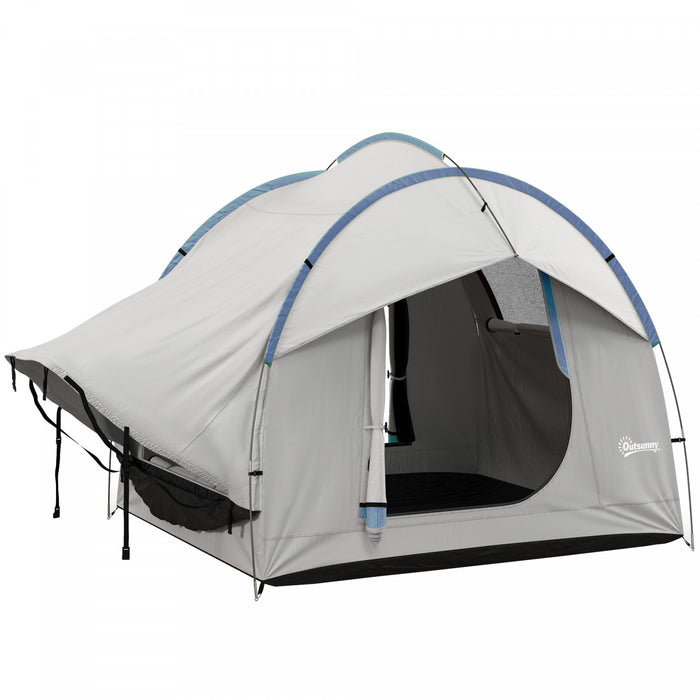 Outsunny Tente de camping pour voiture avec 3 portes, gris et bleu