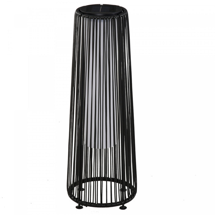 Outsunny Lampe Solaire en Rotin 24\", Lampe d'Exterieur Automatique, Noir