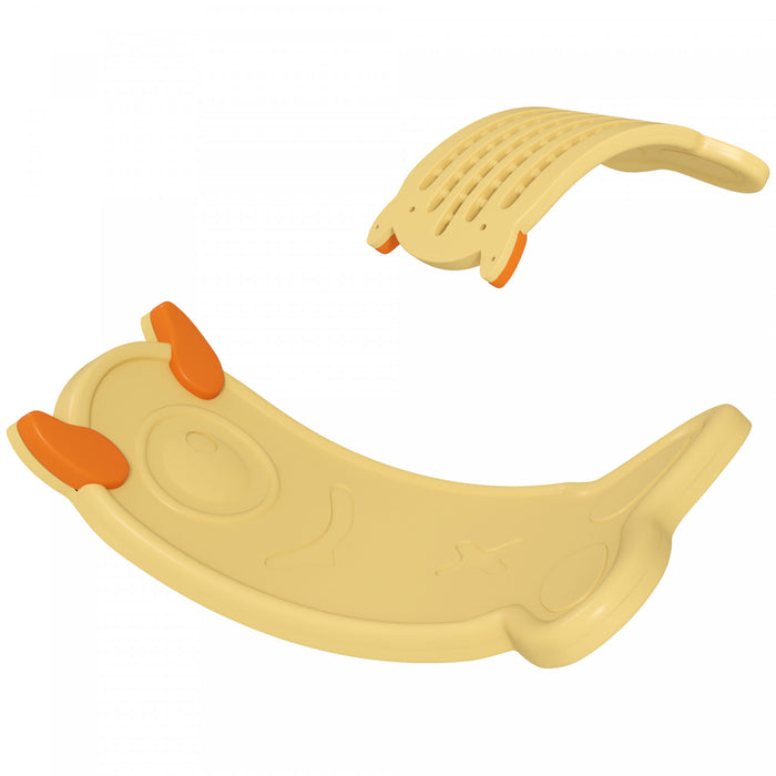 Qaba Planche d’equilibre enfant 62 cm, planche a bascule courbee pour tout-petits, jaune