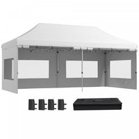 Outsunny Abri De Tente Instantane 20' X 10' Auvent Escamotable, Blanc