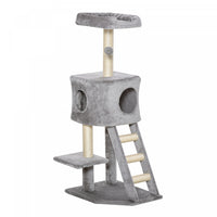 Pawhut Arbre A Chat De 119,4 Cm, Tour A Plusieurs Niveaux Avec Condo, Centre D'activites D'escalade