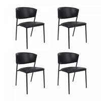  Chaise laterale contemporaine moderne Drift en cuir vegetalien et metal noir - Lot de 4