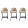 Tabouret de comptoir moderne en metal et tissu Gracie, couleur beige et noir - Lot de 3
