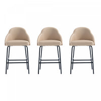  Tabouret de comptoir moderne en metal et tissu Gracie, couleur beige et noir - Lot de 3