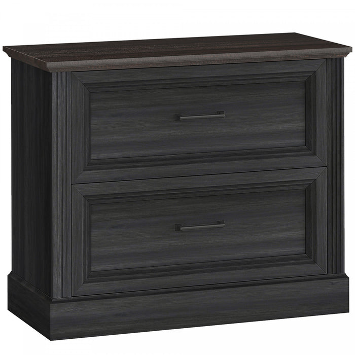 HOMCOM Classeur lateral a 2 tiroirs, style campagnard, noir