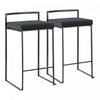 Tabouret superposable contemporain Fuji de hauteur comptoir en velours noir - ensemble de 2