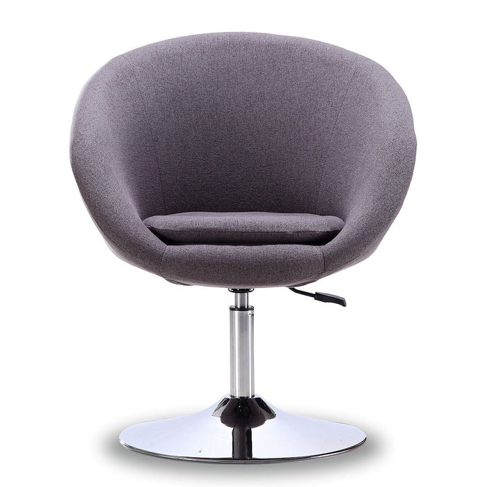 Chaise d’appoint sergée Hopper de Manhattan Comfort à hauteur réglable en chrome poli - grise