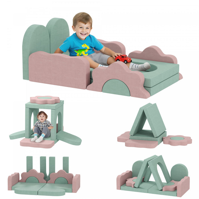 Qaba Jouets D'escalade 12pcs Pour Enfants, Blocs D'escalade En Mousse, Vert
