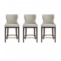  Tabouret de comptoir Blair moderne en bois avec revetement en tissu couleur pierre - Lot de 3