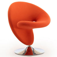 Fauteuil d’appoint pivotant Curl de Manhattan Comfort en chrome poli et en mélange de laine - orange