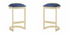 Tabouret de bar moderne en metal et tissu Aura bleu - Lot de 2