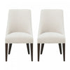 Chaise de salle a manger moderne en bois et chenille Beever, creme - Lot de 2
