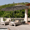 Parasol de patio jumeau double face Costway de 15 pieds, ombrage exterieur, manivelle et base de marche couleur cafe