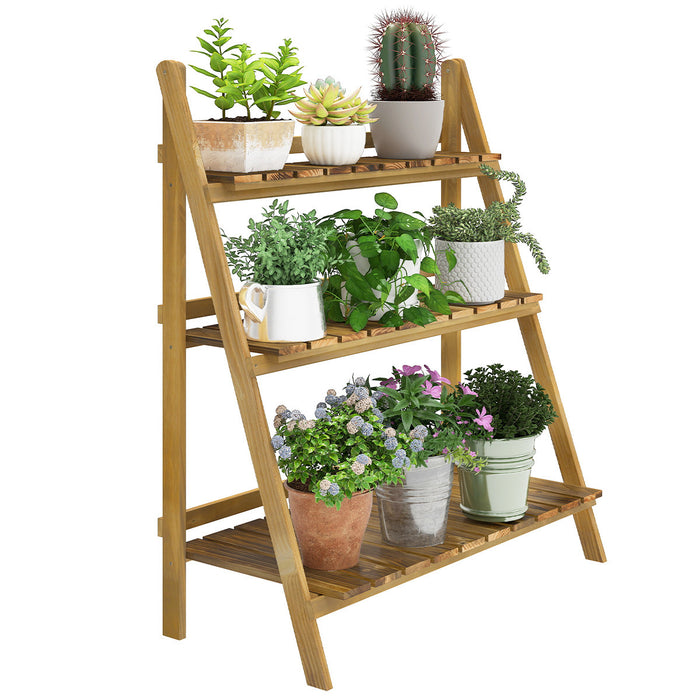 Outsunny Etagere a fleurs bois naturel