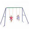 Outsunny Kids Swing Set Pour L'arriere-cour Cadre De Balancoire En Metal Avec Sieges De Balancoire Doubles, Piquets De Sol Pour 1-2 Enfants Ages De 3-8 Ans