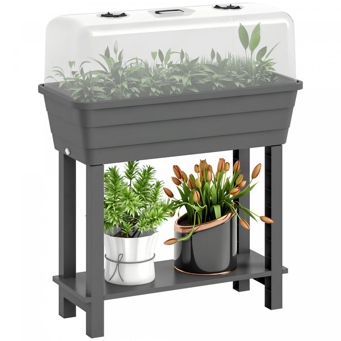 Outsunny Lit de jardin sureleve a arrosage automatique 41 L, gris fonce