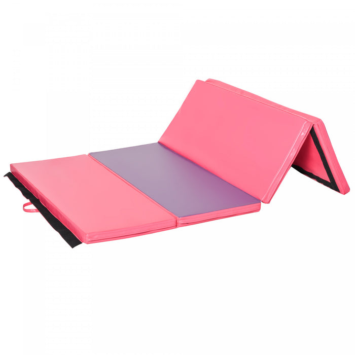 Soozier 4ftx6ftx2inch Tapis De Gymnastique En Cuir Pu 4 Panneaux (rose/violet)