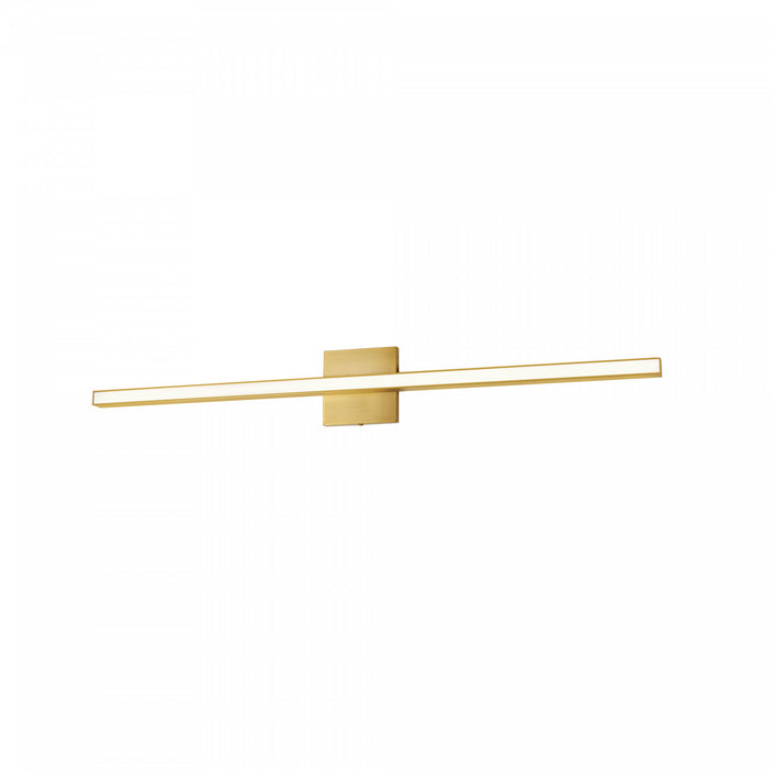 Lumière de coiffeuse Arandel de Dainolite en acrylique blanc qui diffuse la lumière, avec fini laiton vieilli et ampoule à DEL de 24 W
