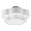 Grand plafonnier affleuré Phlox de Dainolite avec abat-jour blanc, fini noir mat et 3 ampoules