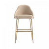 Tabouret de bar moderne Gracie en metal et tissu, coloris beige et dore