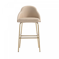 Tabouret de bar moderne Gracie en metal et tissu, coloris beige et dore
