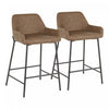 Tabouret industriel Daniella de hauteur comptoir en similicuir espresso - ensemble de 2