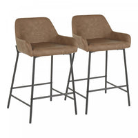 Tabouret industriel Daniella de hauteur comptoir en similicuir espresso - ensemble de 2