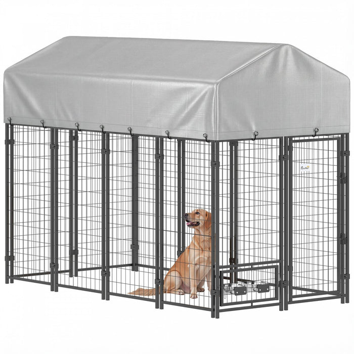 Chenil Exterieur pour Chien, Parc de Jeu avec Porte Verrouillable, Vert