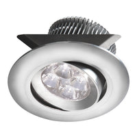 Luminaire cylindrique à encastrer Smpled de Dainolite avec intensité variable, angle d’inclinaison réglable, fini aluminium et ampoule de 8 W